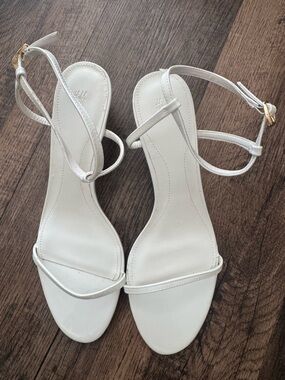 H&M White Strappy Ankle Strap Sandals